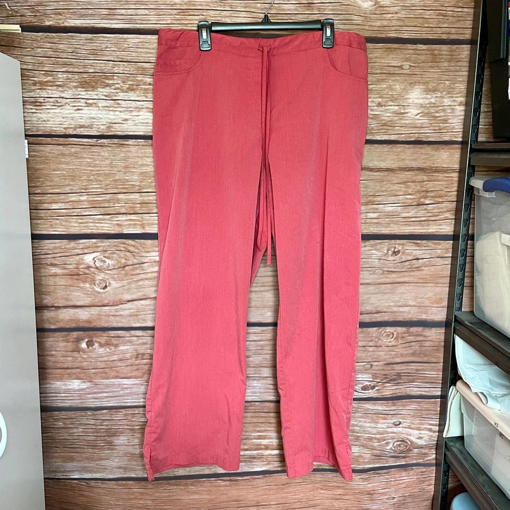 Scrub Pants 2XL Grey's Anatomy By Barco Red high Waisted Elastic Waist Pockets